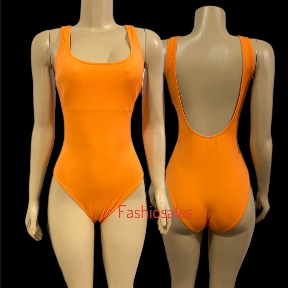 Victorias Secret Pink Active Gym to Swim One-piece Swimsuit Orange Large